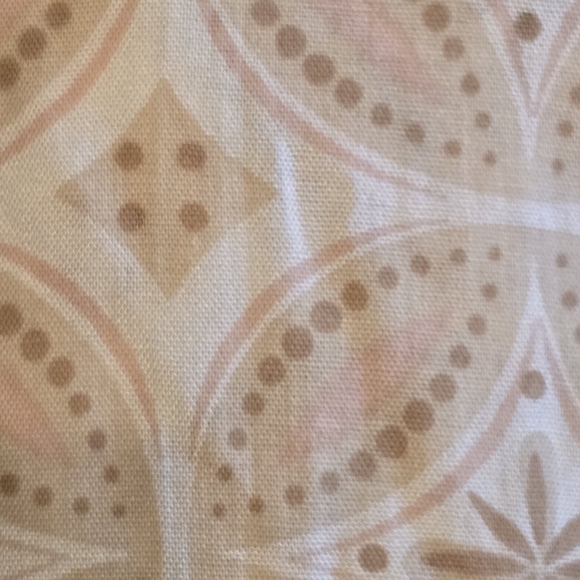 Boho Cream Tan And Pink  Geometric Long Sleeve Lightweight Dress Bell Sleeves - Picture 8 of 8